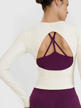 Camisola de Manga Comprida para Yoga com Abertura nas Costas para Mulher
