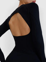 Camisola de Manga Comprida para Yoga com Abertura nas Costas para Mulher