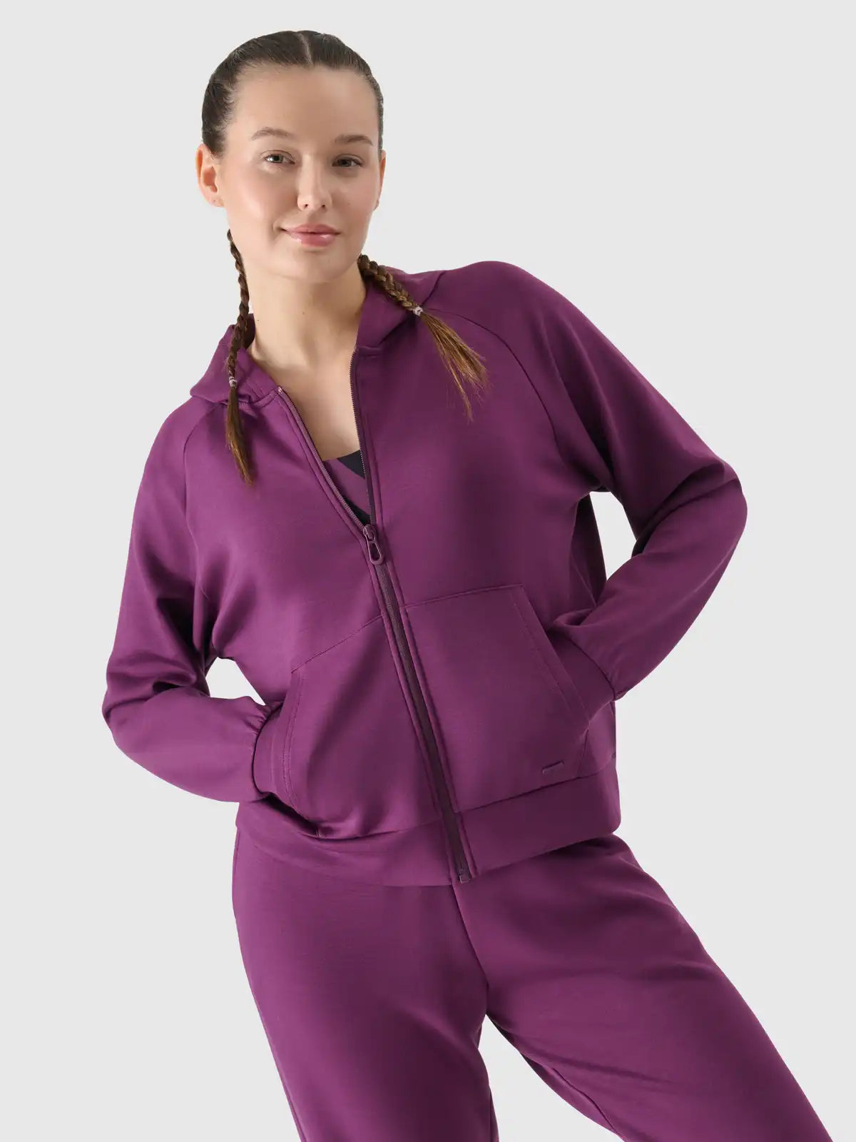 Sweatshirt de mulher em modal com fecho