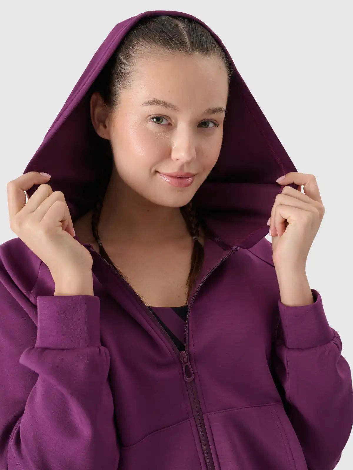 Sweatshirt de mulher em modal com fecho