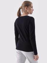 Camisola de Manga Comprida Preta Para Mulher
