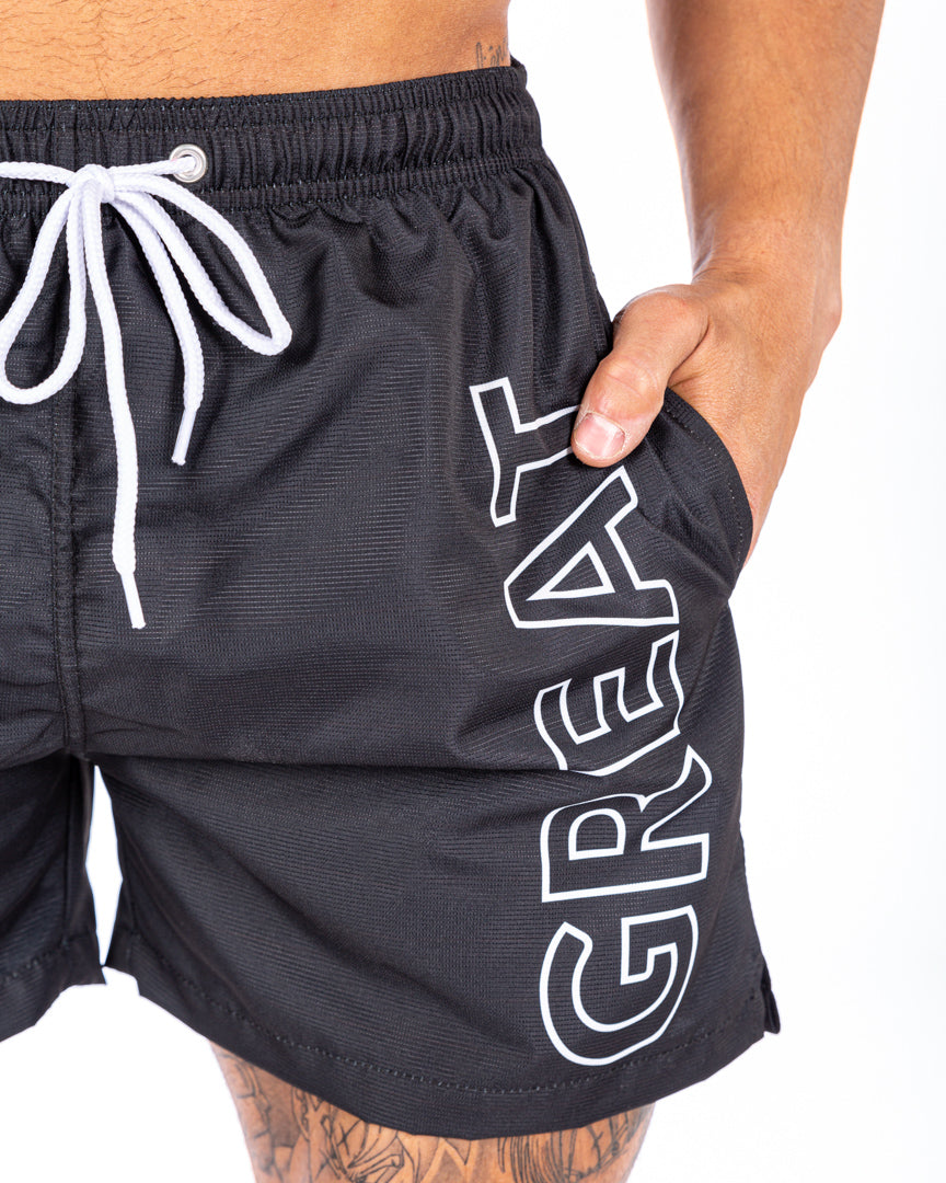 Great I Am Black beach shorts