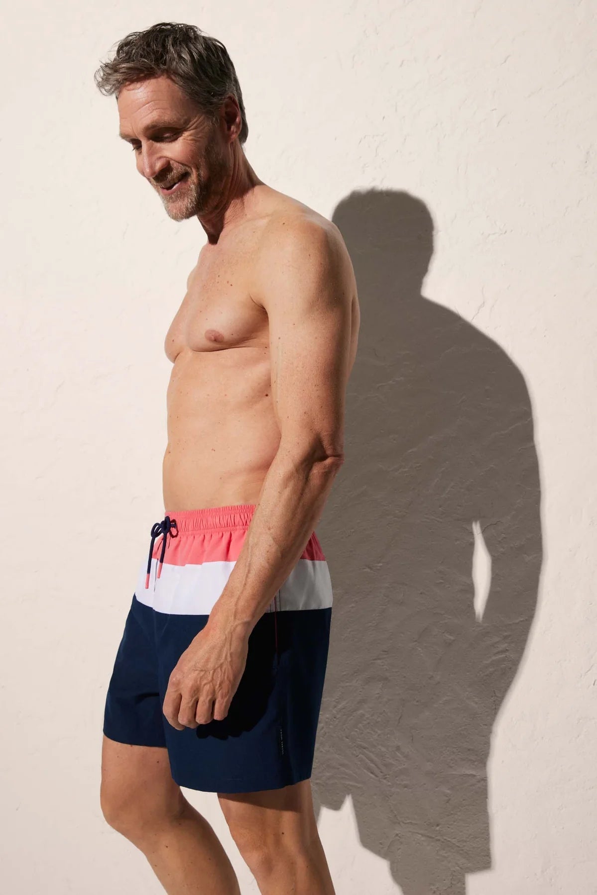 Bath shorts tos Pink and navy blue stripes