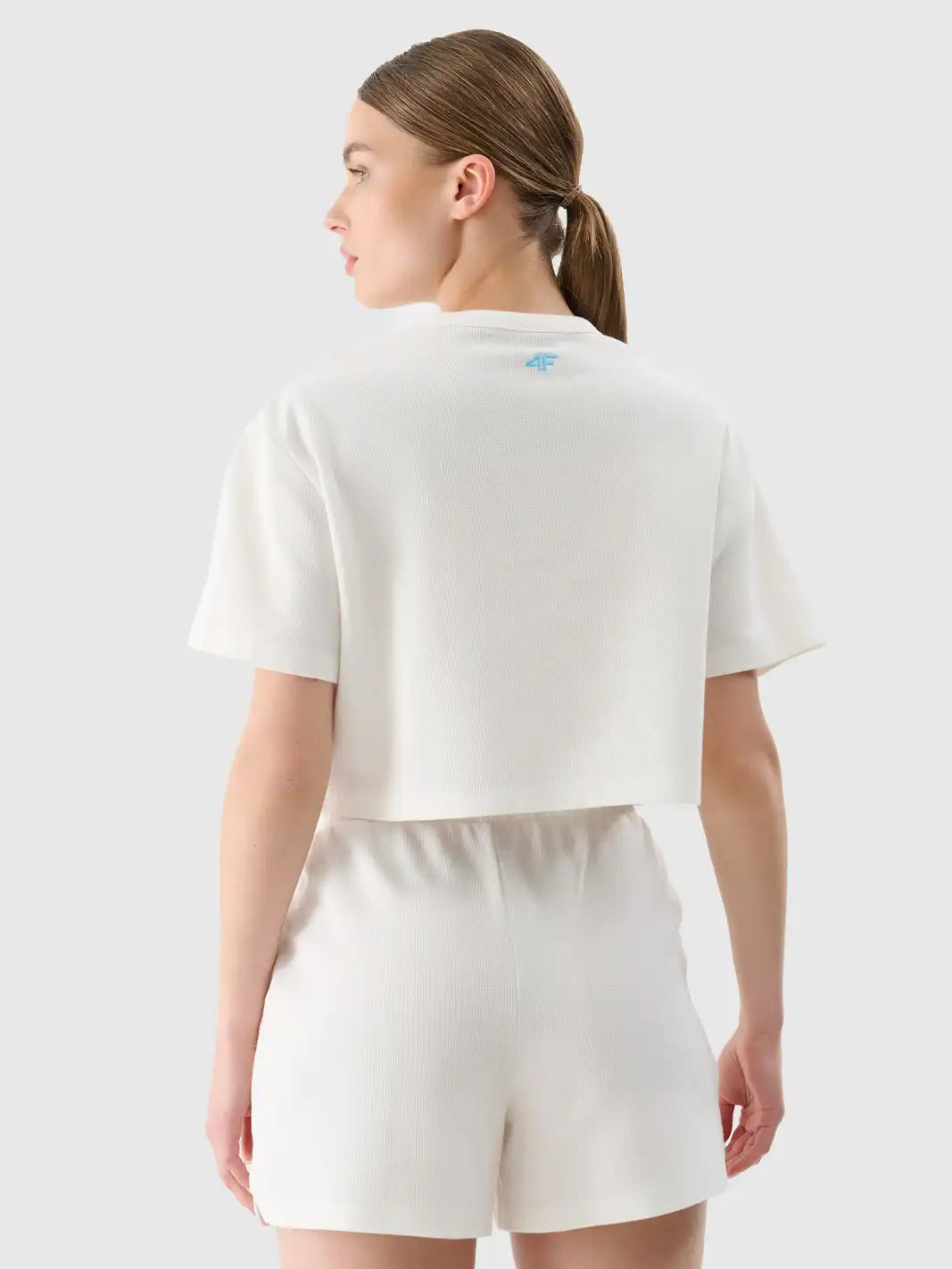 T-shirt court pour femme en maille gaufrée