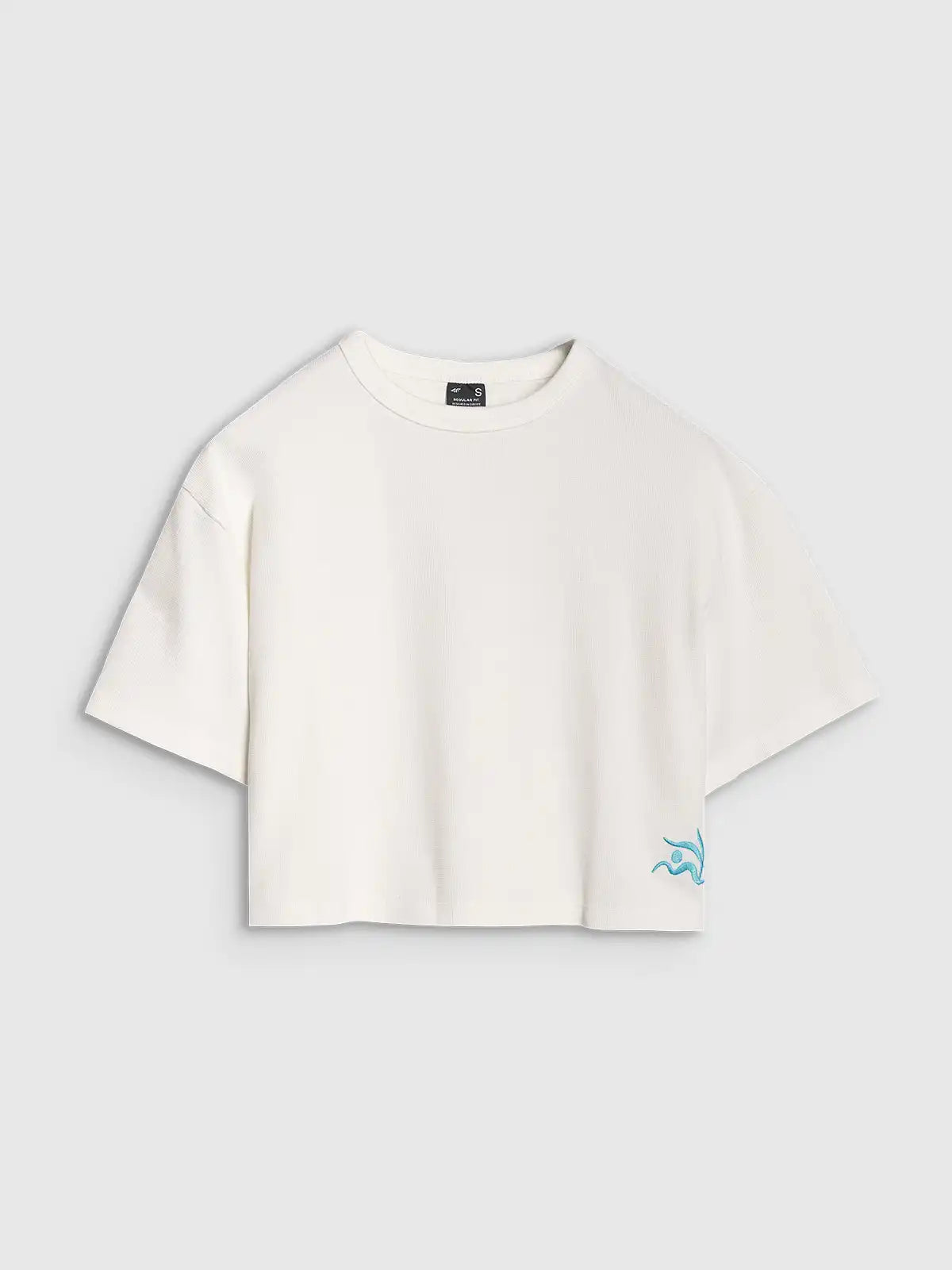 T-shirt court pour femme en maille gaufrée