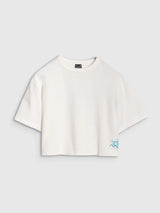 T-shirt court pour femme en maille gaufrée