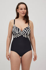 Fato de banho modelador com aro e detalhes em animal print