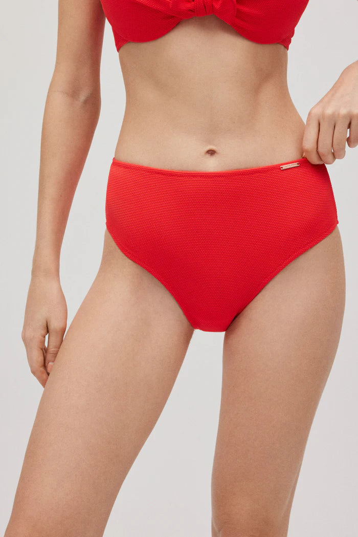 Cueca de biquíni em piqué com modelagem alta